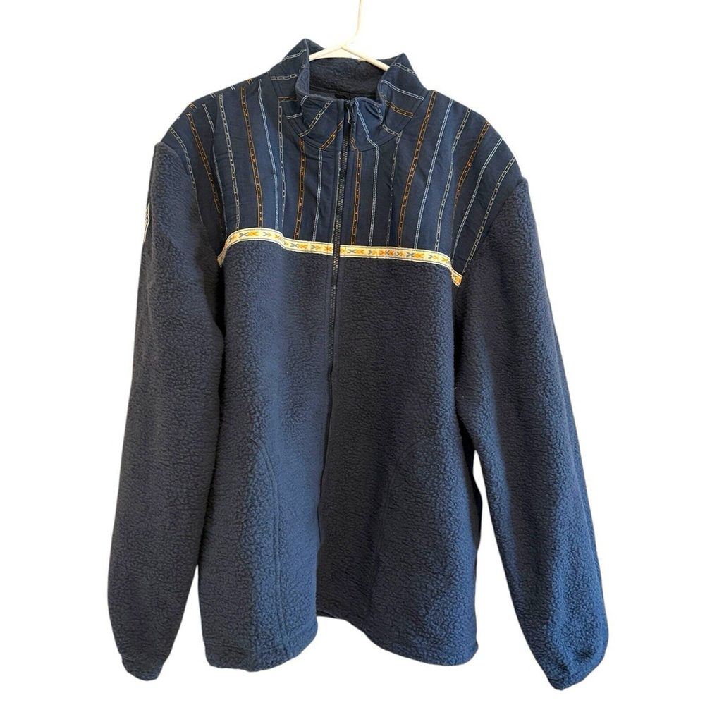 PrAna Hurricane FZ Fleece Jacket Unisex Stormy Night Blue Geometric Size‎ XL NWT